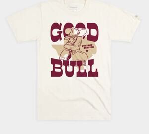HOMEFIELD Mens Texas A&M Ol' Sarge "Good Bull" Tee XXL Cream Short Sleeve NWT